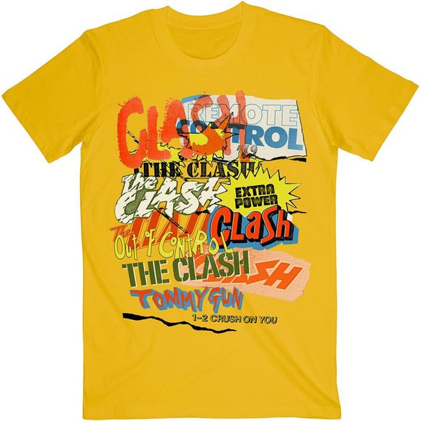 The Clash Unisex Tee: Singles Collage Text-image