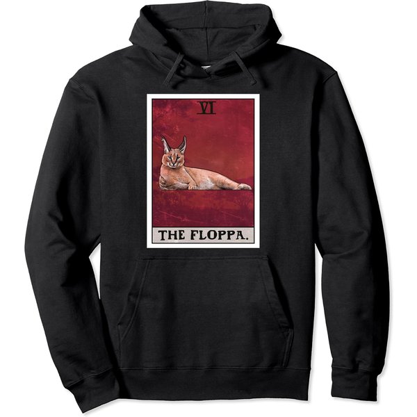 Tarot Card Hoodie The Floppa Caracal Cat Tarot Card Funny Meme-image