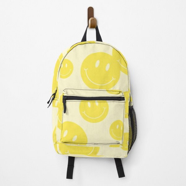 Preppy, Yellow, Smiley, Preppy Aesthetic Backpack-image