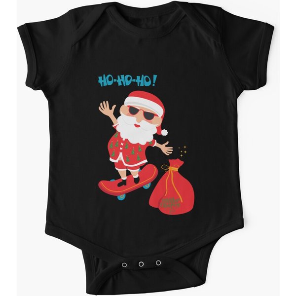 Christmas Skateboarding Santa Baby Onesie
