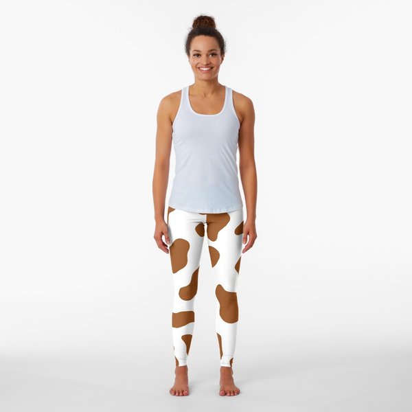 Brown Cow Print Pattern Leggings-image