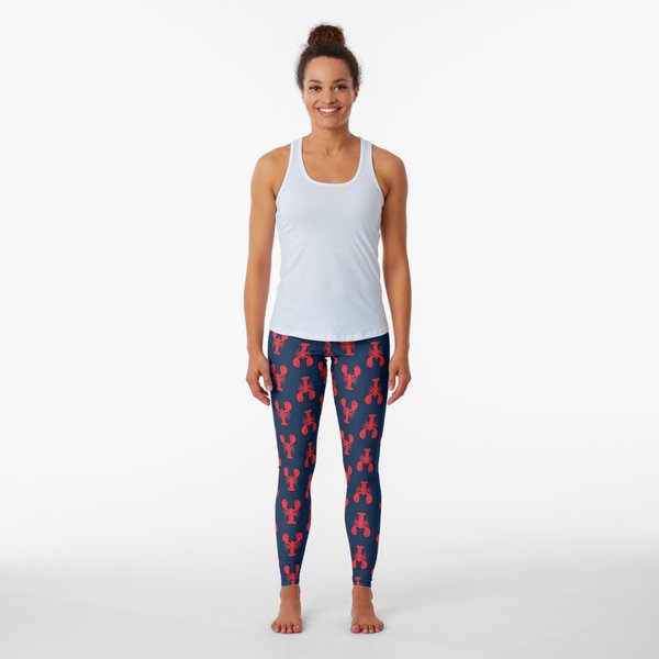 Lobsters - Red On Navy Leggings