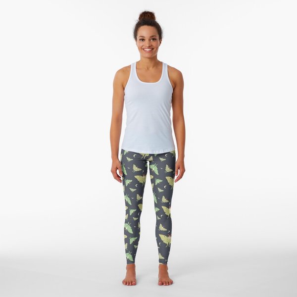 Luna Moths With Crescent Moons - Night Pattern Leggings
