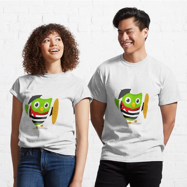 Duolingo Owl Parisian French T-Shirt Classique-image