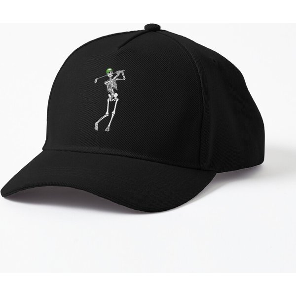 Golf Funny Golfing Skeleton Golfer Halloween Pattern Cap-image