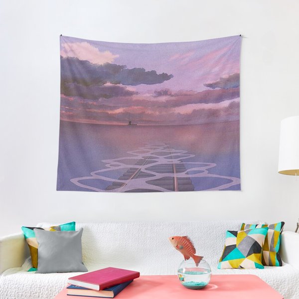 Spirited Away Railroad Nighttime Aesthetic Tapestry