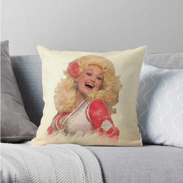 Dolly Parton Watercolor Throw Pillow-image
