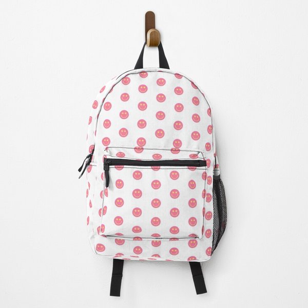 Pink Smiley Face With Yellow Star Eyes Preppy Backpack-image