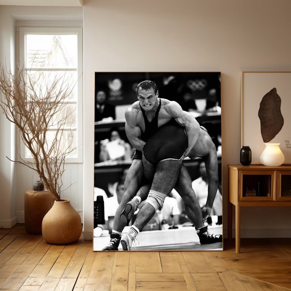 Aleksandr Karelin Wrestling Competition Poster Black And White Photography Poster