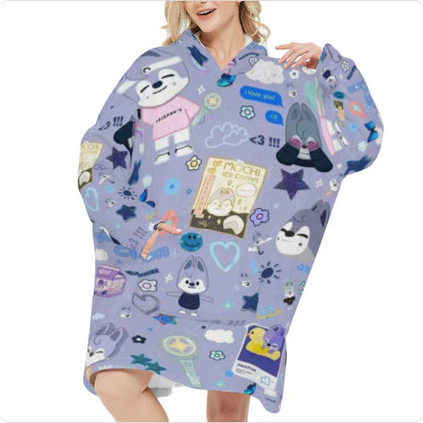 Stray Kids Kpop Fans Hooded Blanket, Christmas Stray Kids Version