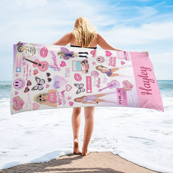 Personalized Taylor Version Beach Towel, Ts Merch, Swiftiee Beach Towels-image