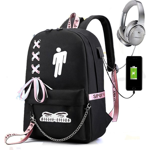 Buy Billie Eilish Backpack Students School Bag, Usb Charging Travel Bag Jz40