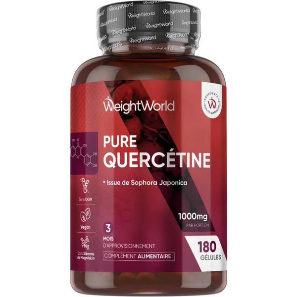 Quercétine - 1000mg 180 gélules - Extrait de fleur de Sophora Japonica - Flavonoïdes à haute biodisponibilité
