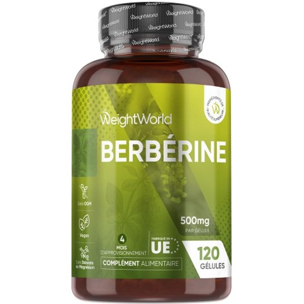 Berbérine 500 mg – Soutien le métabolisme des lipides - Contribue à une meilleure gestion de la perte de poids – 120 gélules