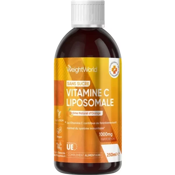Vitamine C Liposomale 1000mg 250 ml arôme naturel d'orange pour l'immunité et le tonus