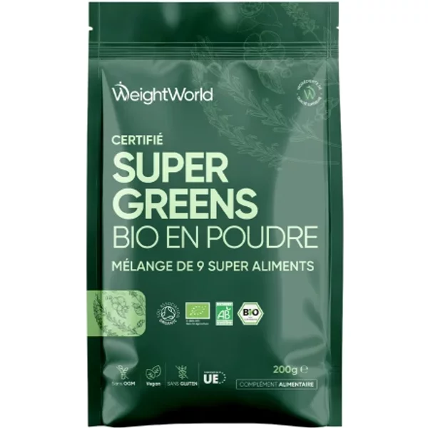 Super Greens 200g poudre de 9 super-aliments naturels