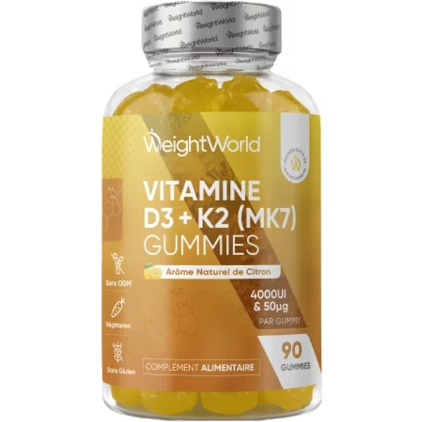 Gummies Vitamine D3 K2 (MK-7) - 90 gummies | WeightWorld