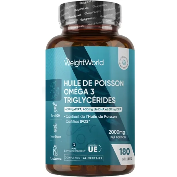 Oméga-3 Triglycérides | 180 Capsules Molles | WeightWorld