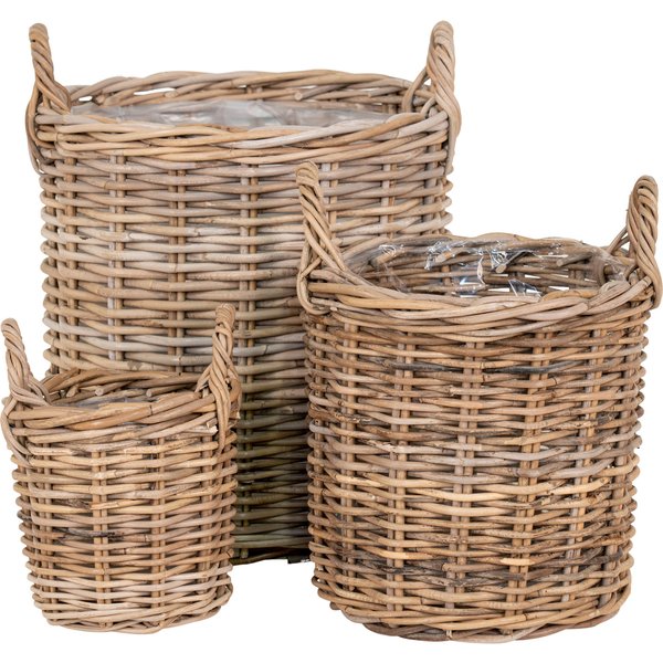 Panier De Rangement En Rotin Kubu, Avec PoignéEs Et IntéRieur En Plastique, Ronds House Nordic Sema (X3)-image