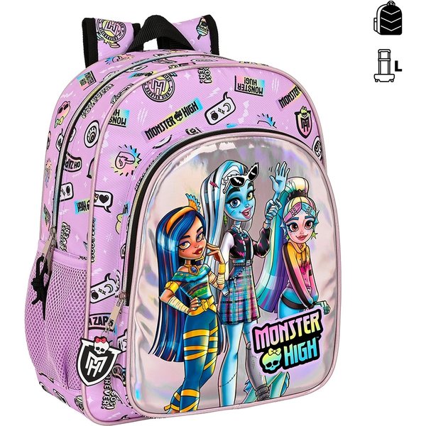 Sac à Dos Adaptable Sur Chariot Fille Safta Monster High 32X38X12 Cm-image