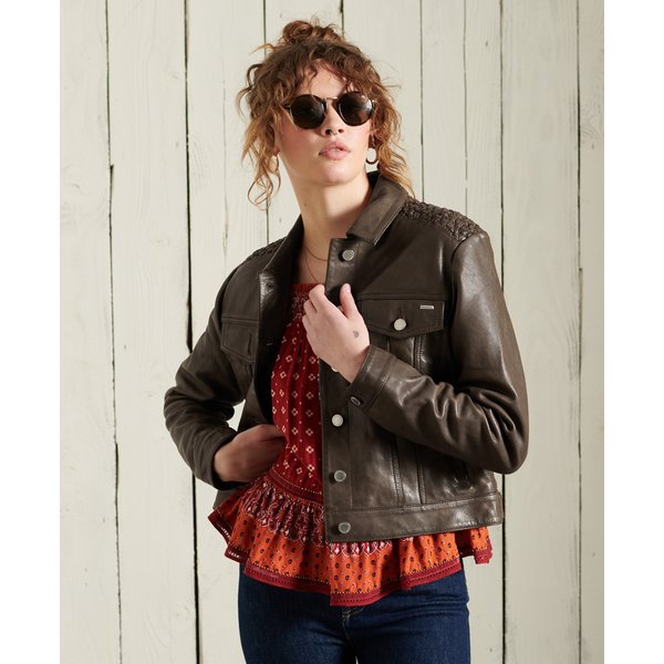 Trucker-Jacke Aus Leder FüR Frauen Superdry Stateside-image
