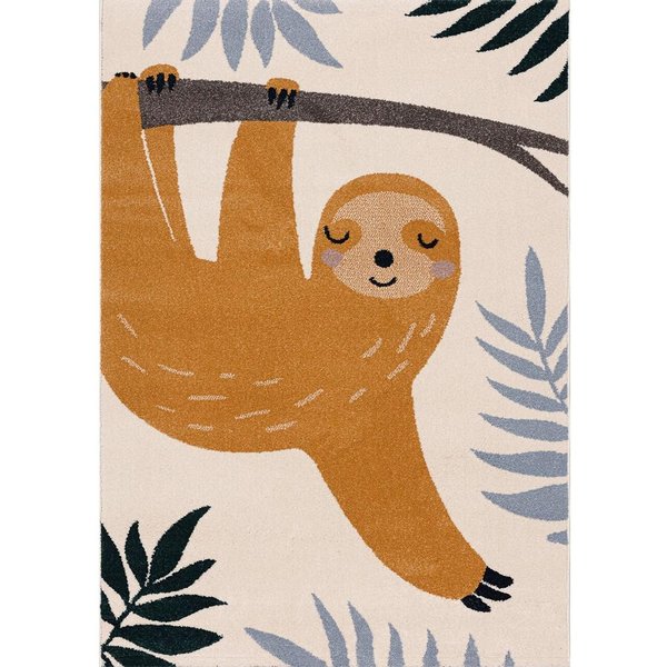 Tapis Chambre D'enfant Yellow Tipi Happy Sloth Rug-image