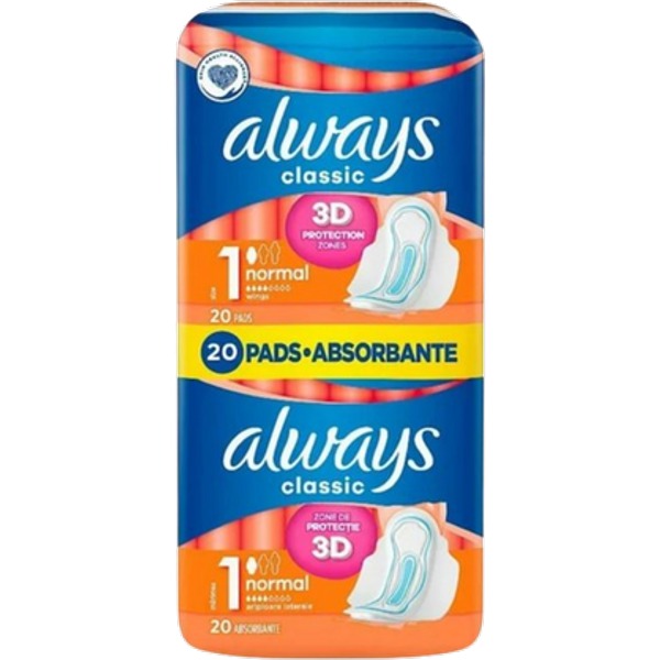 Always Classic Normal Size 1 Sanitary Pads - 20 pcs