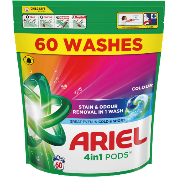 Ariel 4 in 1 Colour Tvättmedelskapslar - 60 st