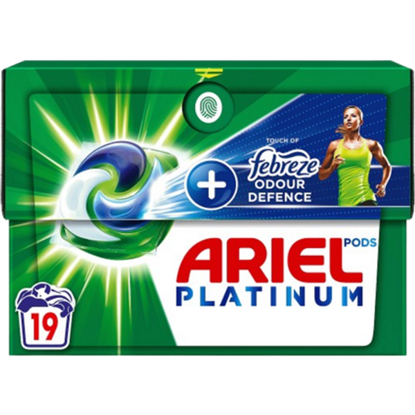Ariel Platinum + Febreze Odour Defence Vaskekapsler - 19 stk