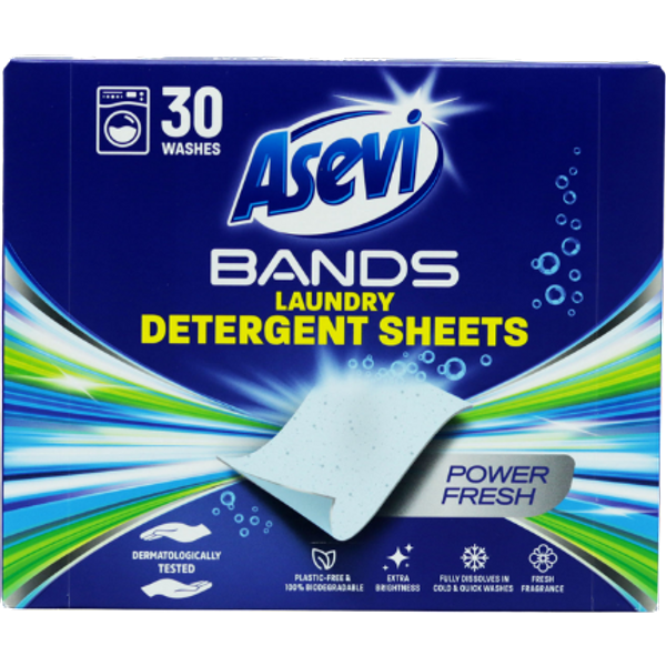 Asevi Bands Power Fresh Tvättmedelsark - 30 st