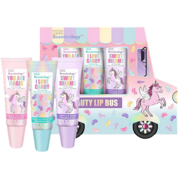 Baylis & Harding Beauticology Vanilla Fragranced Beauty Lip Gloss Bus Gift Set - 3 X 8 ml
