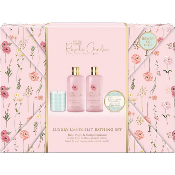 Baylis & Harding Royale Garden Rose, Poppy & Vanilla Luxury Candlelit Bathtime Gift Set