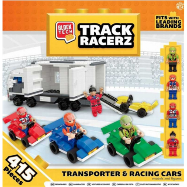 Block Tech Track Racerz Transporter & Racing Cars – 415 pcs