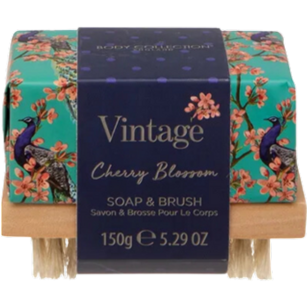 Body Collection Vintage Cherry Blossom Soap & Brush - 150g