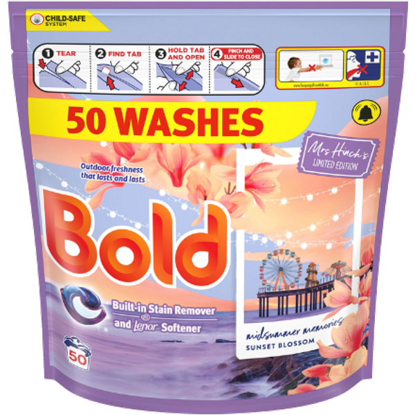 Bold Mrs Hinch's Limited Edition Midsummer Memories Sunset Blossom Laundry Detergent Pods - 50 pcs
