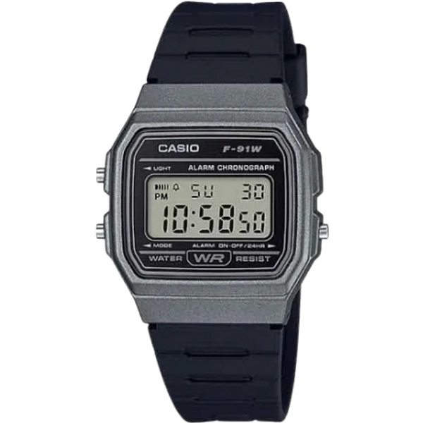 Casio Vintage F-91WM-1BDF Digitaal Horloge - Metallic Grijs & Zwart