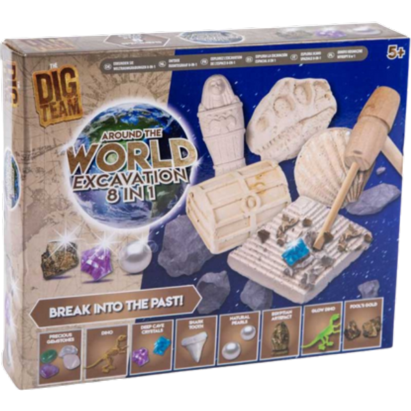 Dig Team 8-in-1 Around the World Excavation Kit