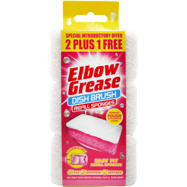 Spugne di ricambio per la spazzola per vasi Elbow Grease rosa - 3 pezzi