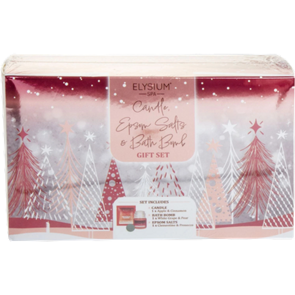 Elysium Spa Badzout, Geurkaars & Badbom Appelgeur Geschenkset – 3 stuks