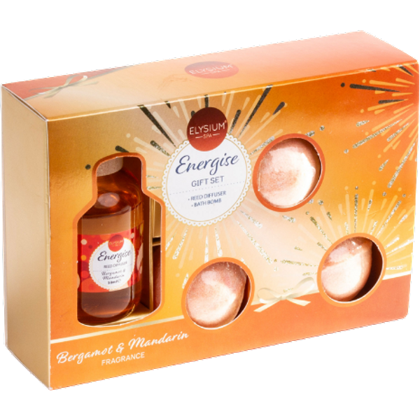 Elysium Spa Energise Bergamot & Mandarin Geurstokjes & Badbom Geschenkset