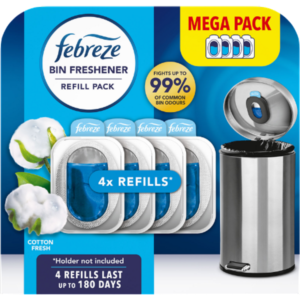 Febreze Cotton Fresh Bin Freshener Refill Pack - 4 x 4.88 ml