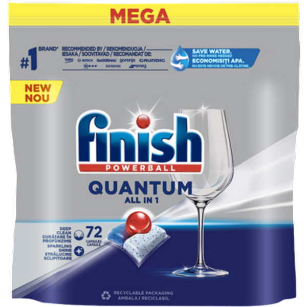 Finish Quantum All in 1 Lemon Dishwasher Tablets – 72 pcs