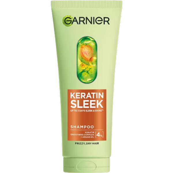Garnier Keratin Sleek Shampoo With Argan Oil For Frizzy & Dry Hair - 200 ml