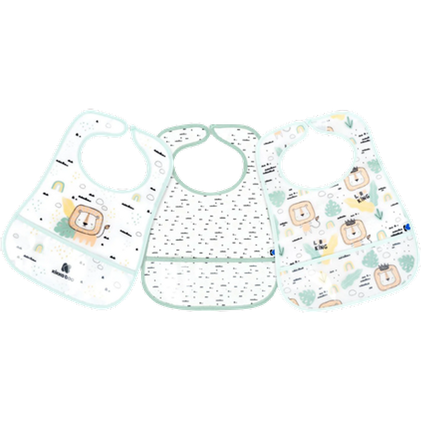 Kikka Boo Eva Terry Bib With Catcher - Savanna Mint - 3 stk.