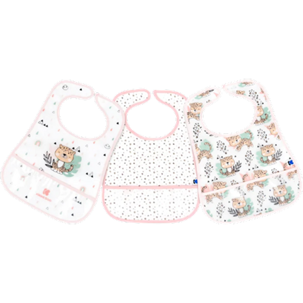 Kikka Boo Eva Terry Bib With Catcher - Savanna Pink - 3 pcs