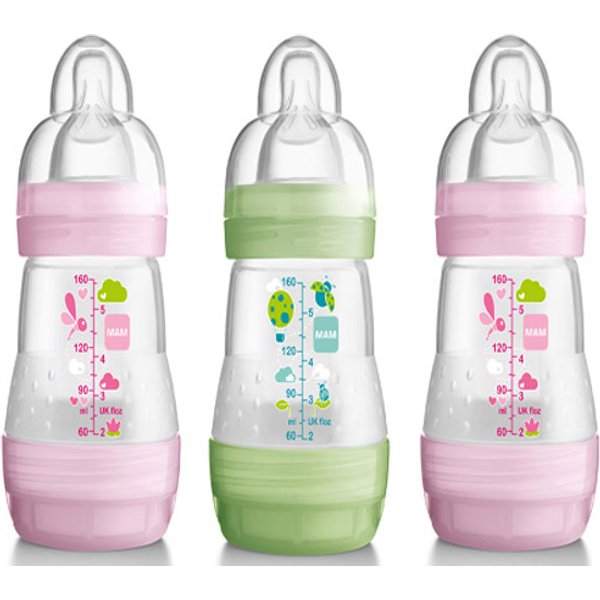 MAM 160ml 0+mdr Anti-kolik Sutteflaske - 3 Pak Pink