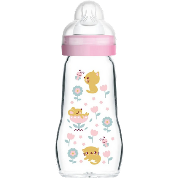 MAM Anti-Colic Pink Cat Glazen Fles – 260 ml