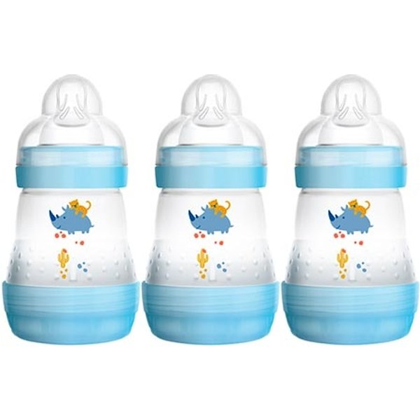 MAM 160ml 0+month Anti-Colic Bottle - 3 Pack Blue