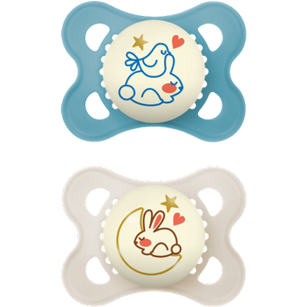 MAM Night Bird, Rabbit & Moon Design 0-6m Pacifier – 2 pcs