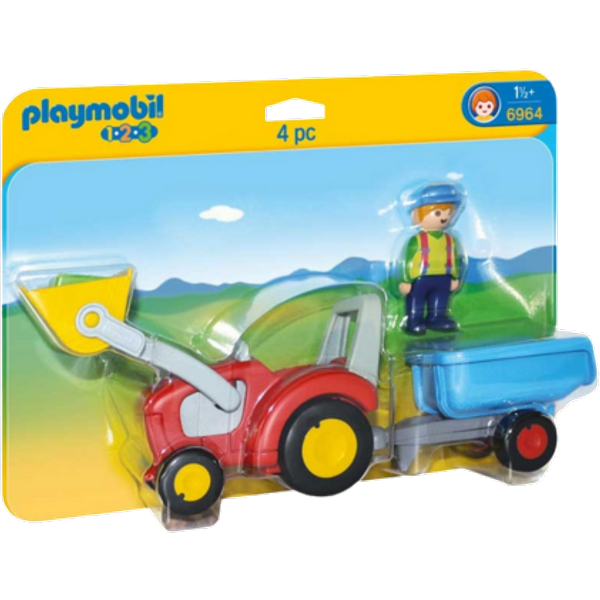 Playmobil 1.2.3 Tractor met Aanhanger